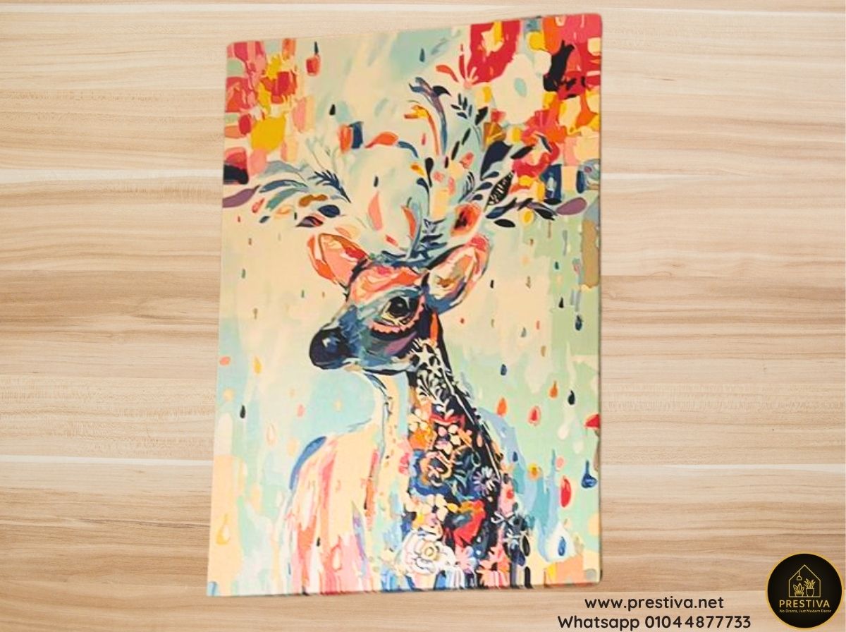 Colorful Deer Portrait – Handmade Art Egypt