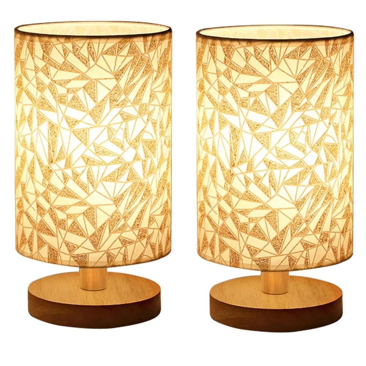 2/1PC Solid Wood Night Lamp Linen Table Lamp LED Desk Lamp Eye Protection Nightstand Lamp USB Powered Beside Lamp Bedroom Decor