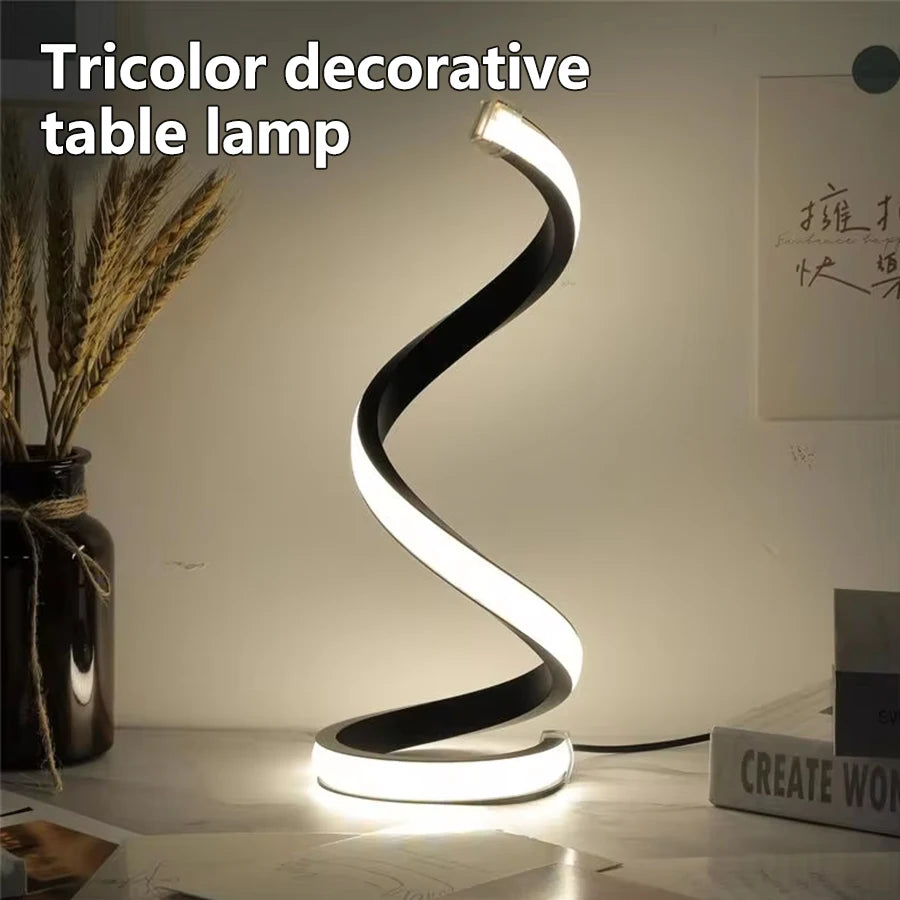 LED Night Light Modern Dimmable Spiral Table Lamp Bedroom Bedside Lamps Night Lights for Living Room Office Nightstand Bookshelf
