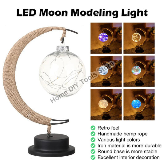 LED Moon Lamp Rattan Night Light Battery USB Night Lamp for Kids Baby Children Bedroom Table Desk Lamp Warm White RGB Nightlight