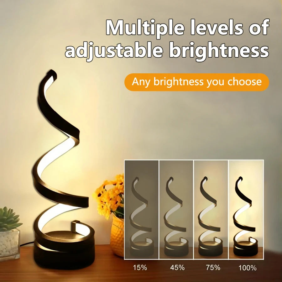 LED Night Light Modern Dimmable Spiral Table Lamp Bedroom Bedside Lamps Night Lights for Living Room Office Nightstand Bookshelf