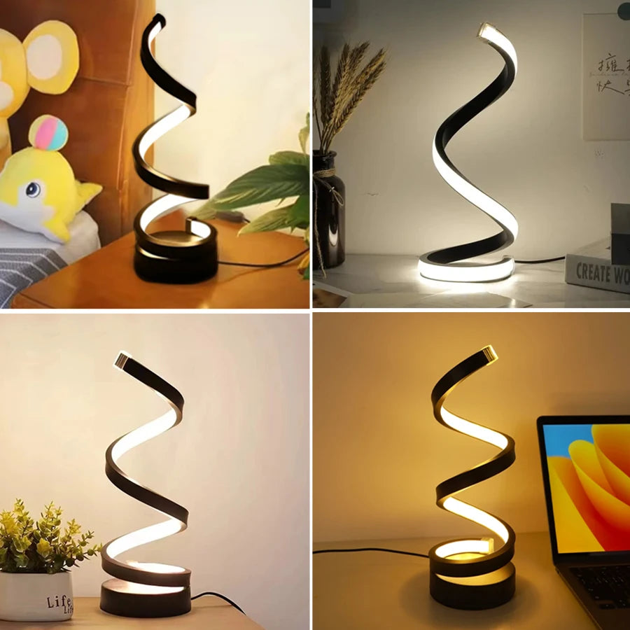 LED Night Light Modern Dimmable Spiral Table Lamp Bedroom Bedside Lamps Night Lights for Living Room Office Nightstand Bookshelf