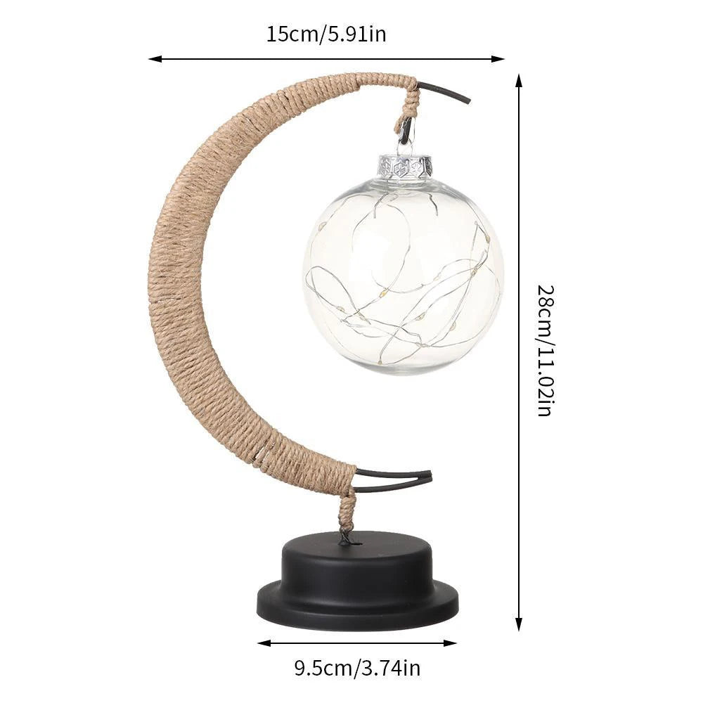 LED Moon Lamp Rattan Night Light Battery USB Night Lamp for Kids Baby Children Bedroom Table Desk Lamp Warm White RGB Nightlight