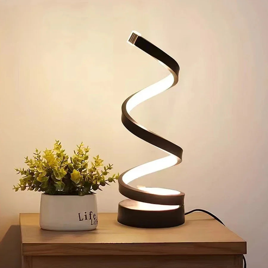 LED Night Light Modern Dimmable Spiral Table Lamp Bedroom Bedside Lamps Night Lights for Living Room Office Nightstand Bookshelf
