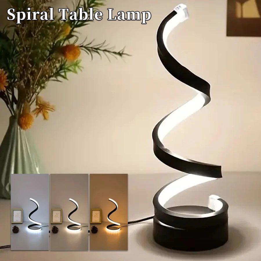 LED Night Light Modern Dimmable Spiral Table Lamp Bedroom Bedside Lamps Night Lights for Living Room Office Nightstand Bookshelf