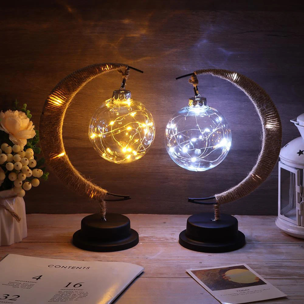 LED Moon Lamp Rattan Night Light Battery USB Night Lamp for Kids Baby Children Bedroom Table Desk Lamp Warm White RGB Nightlight