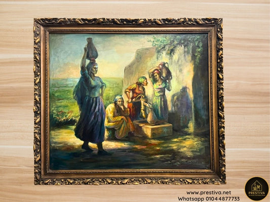 Women at the Well Portrait – Handmade Wall Art Egypt