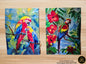 Hand-Painted Colorful Parrots Wall Art – Modern Home Décor Egypt | Prestiva